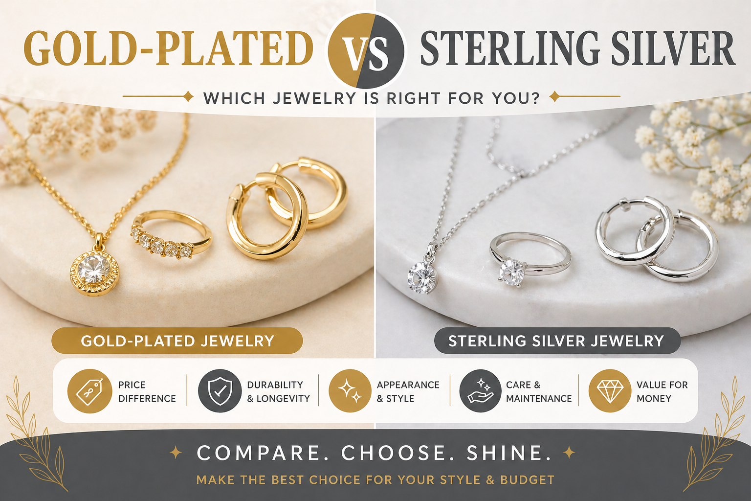 Gold-Plated vs Sterling Silver Jewelry: Which One Should You Choose?