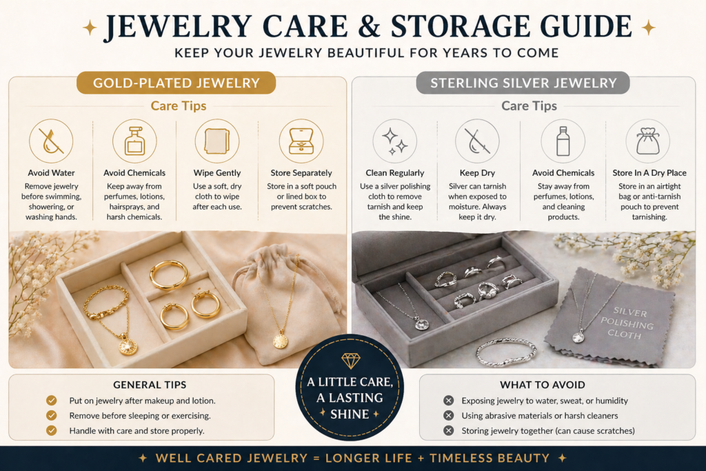 Gold-Plated vs Sterling Silver Jewelry: Which One Should You Choose? 5 jewelry care tips gold plated sterling silver storage.jpg