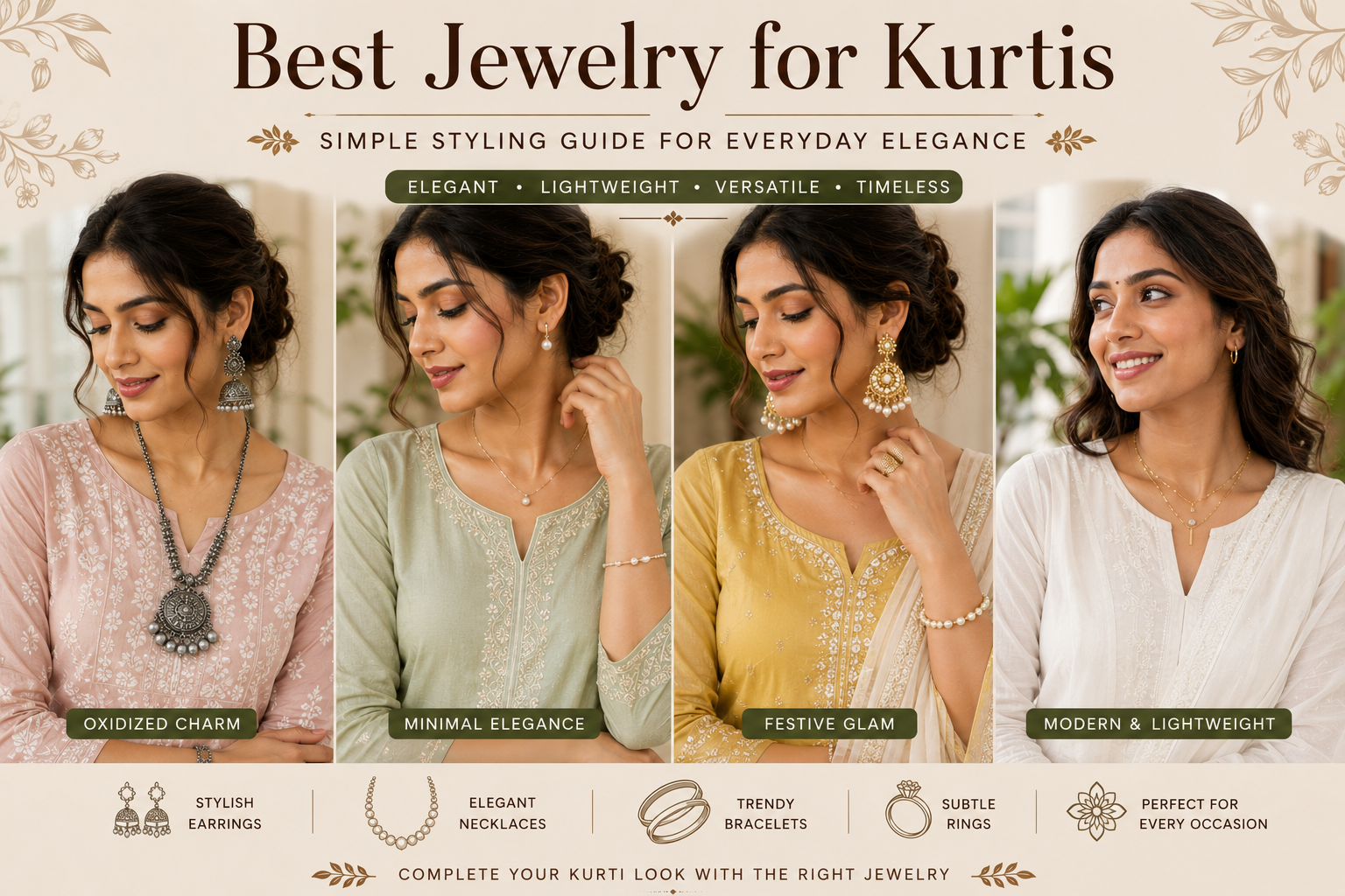 Best Jewelry for Kurtis: Simple Styling Guide for Everyday Elegance 6 Best Jewelry for Kurtis: Simple Styling Guide for Everyday Elegance