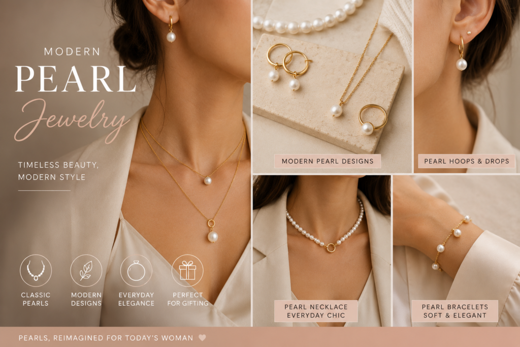 Jewelry Trends 2026: Top Jewelry Styles Every Woman Will Love 3 modern pearl jewelry styling featuring elegant pearl necklaces earrings bracelets and minimal gold pearl designs for women