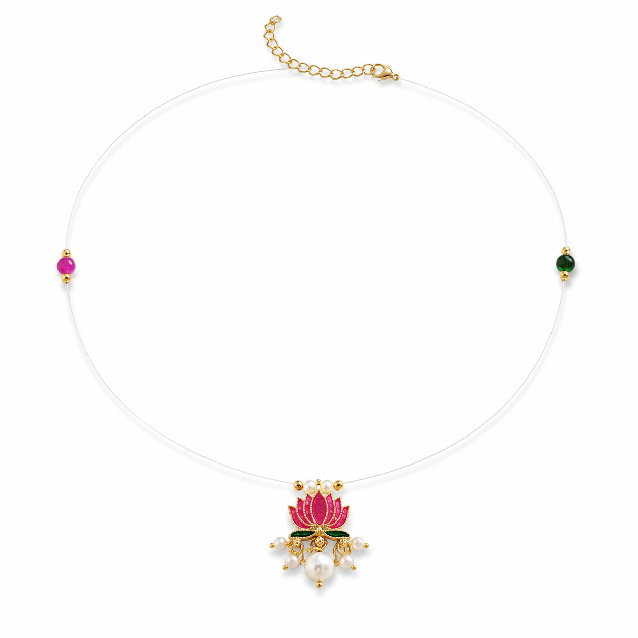 Lotus Invisible Necklace displayed on a white background.